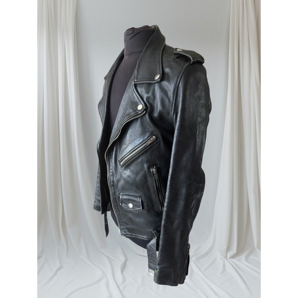 Men's Vintage High-Quality Black Leather Motorcycle Jacket, S - Picture 3 of 14